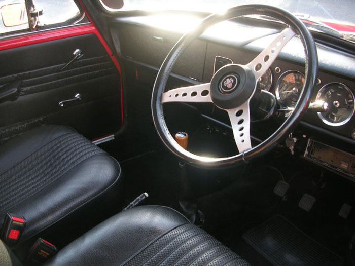 1971 austin 1300 gt flame red interior
