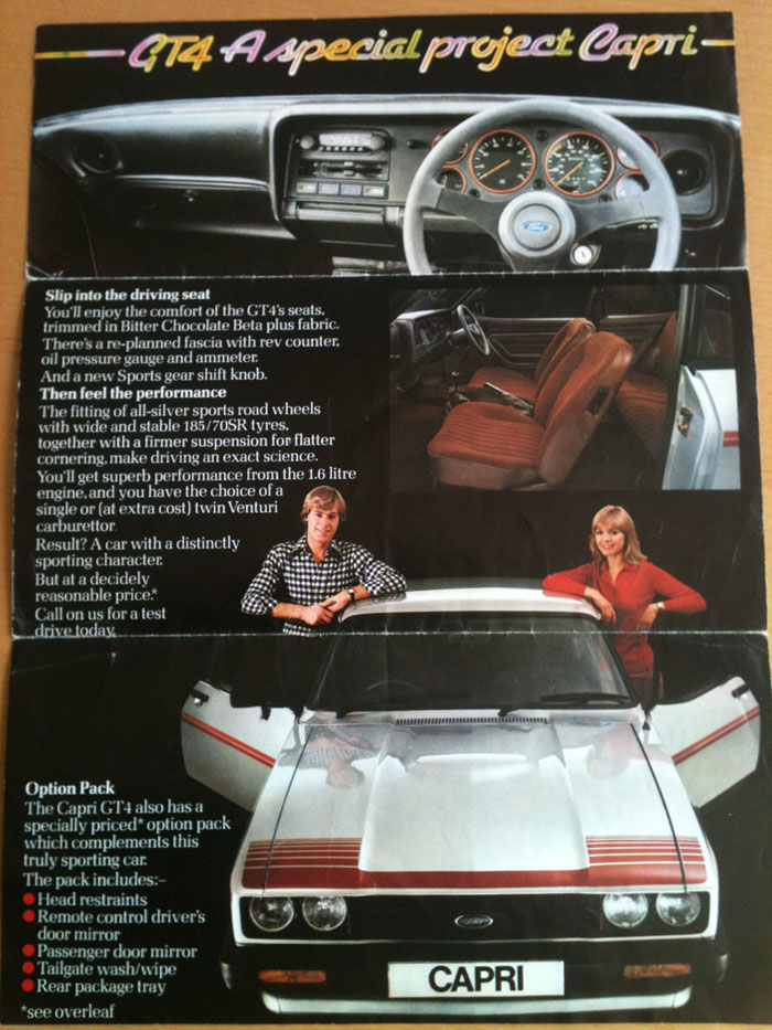 1980 ford capri gt4 1600cc promotional advert