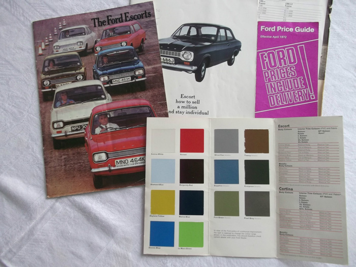 1972 Ford Escort MK1 1100 Colour Chart