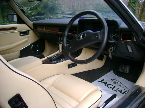 jaguar xjs v12 auto convertible in black ivory leather interior 1
