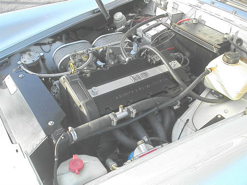 1972 mg midget in silver engine bay