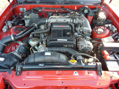 1992 toyota supra turbo auto red engine bay