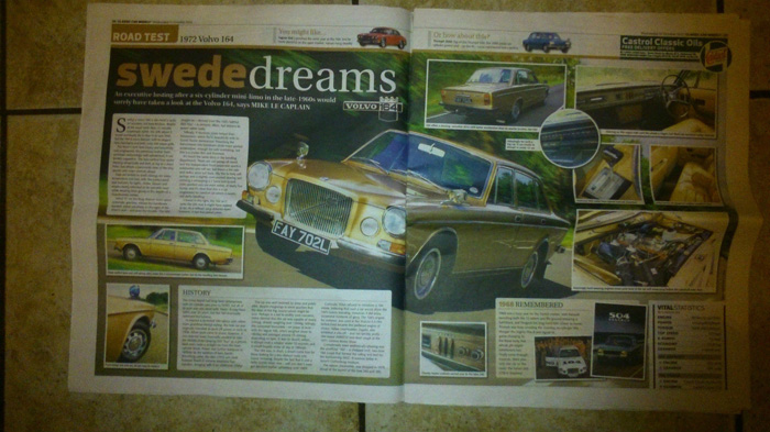 1972 Volvo 164 Automatic Newspaper Article